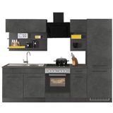 KOCHSTATION Küchenzeile »KS-Tulsa«, mit E-Geräten, Breite 270 cm, schwarze Metallgriffe, MDF Fronten