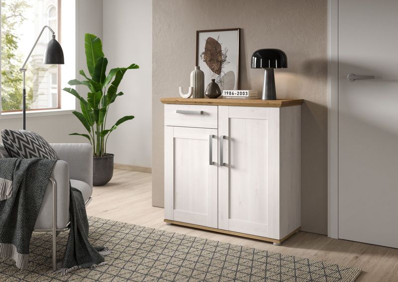 Home affaire Kommode »COSENZA, TOPSELLER!, Breite 95 cm, 2 Türen, 1 Schubkasten«, in Landhausoptik, Anrichte, Schrank, Sideboard