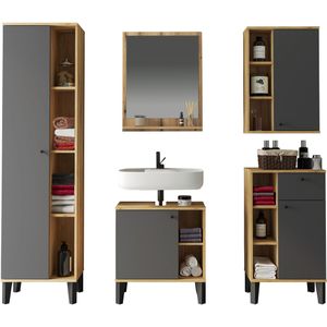 INOSIGN Badmöbel-Set »OSLO, Bad im skandinavischen Design, 5-teiliges Badezimmer«, (Set, 5 St.), Badschränke und Spiegel, in zwei Farben verfügbar, viel Stauraum