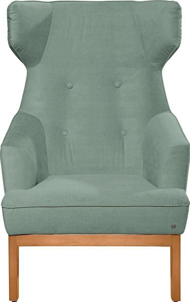 TOM TAILOR HOME Ohrensessel »COZY«, im Retrolook, mit Kedernaht und Knöpfung, Füße Buche natur