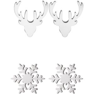 Firetti Ohrstecker-Set »Schmuck Geschenk Edelstahl Ohrschmuck Ohrringe Hirsch Eiskristall«, (Set, 4 tlg.), Made in Germany