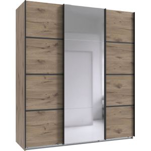 Wimex Schwebetürenschrank »Jork Kleiderschrank mit Spiegel, schwarze Metallgriffe«, Schrank in verschiedenen Größen und Innenausstattungsvarianten