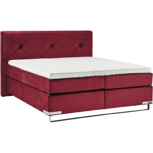GALLERY M branded by Musterring Boxspringbett »Dubai«, Kufe in Chrom, 3 Härtegrade, Kopfteil mit Knopfheftung