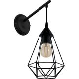 EGLO Wandleuchte »TARBES«, 1 flammig, Leuchtmittel E27  ohne Leuchtmittel, Vintage Wandleuchte, Retro, Stahl, Schwarz, E27