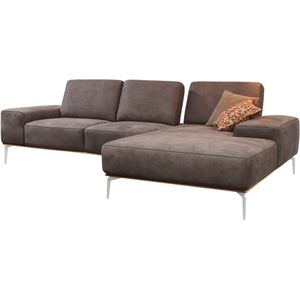 W.SCHILLIG Ecksofa »run, Designsofa mit tollem Sitzkomfort, L-Form«, mit elegantem Holzsockel, Füße in Chrom glänzend, Breite 279 cm