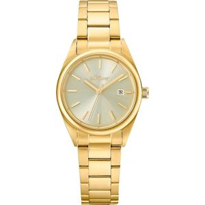 s.Oliver Quarzuhr, Armbanduhr, Damenuhr, Datum, analog, Edelstahlarmband
