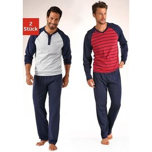 le jogger® Pyjama, (Packung, 4 tlg., 2 Stück), in langer Form, mit Raglanärmeln