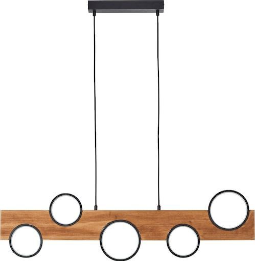 Brilliant LED Pendelleuchte »Cheesy«, 150 x 100cm, 4100lm, 3000K, Holz/Metall, natur/schwarz