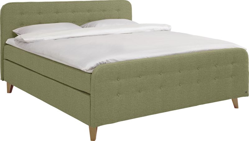 TOM TAILOR HOME Boxspringbett »NORDIC BOX«, mit Knopfheftung im Kopfteil und Fußteil, Füße in Buche natur