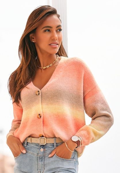 LASCANA Strickjacke, mit Farbverlauf, weicher Cardigan, modische Passform