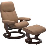 Stressless® Relaxsessel »Consul«, (Set, Relaxsessel mit Hocker), mit Hocker, mit Classic Base, Größe M, Gestell Braun