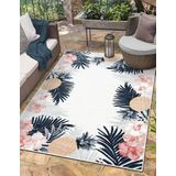 Myflair Möbel & Accessoires Teppich »Sunny Lagerräumung«, rechteckig, 8 mm Höhe, Blumen Motiv, mit Bordüre, Outdoor geeignet, Balkon, Terrasse