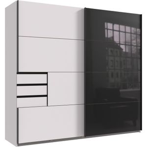 Wimex Schwebetürenschrank »Leonberg, Kleiderschrank mit 3 Schubladen«, mit graphitfb.Glasfront, 225cm breit, 208cm hoch