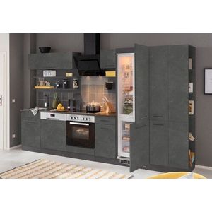 KOCHSTATION Küchenzeile »KS-Tulsa«, ohne E-Geräte, Breite 300 cm, schwarze Metallgriffe, MDF Fronten