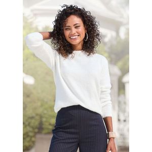 LASCANA Rundhalspullover, mit Flausch-Effekt, lockerer Damenpullover, Basic