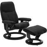 Stressless® Relaxsessel »Consul«, (Set, Relaxsessel mit Hocker), mit Hocker, mit Classic Base, Größe S, Gestell Schwarz