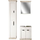 Home affaire Badmöbel-Set »Florenz, Bad im Landhausstil, 3-teiliges Badezimmer«, (3 St.), Waschbeckenunterschrank, Schrank und Spiegel, in Pinie Weiß, Stauraum