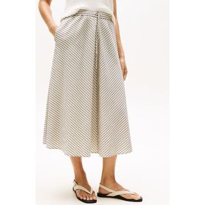 Tommy Hilfiger A-Linien-Rock »CRINKLE VISCOSE MIX MIDI SKIRT«, mit Streifenmuster, mit Tunnelzug am Bund