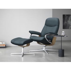 Stressless® Relaxsessel »Consul«, (Set, Relaxsessel mit Hocker), mit Hocker, mit Cross Base, Größe S, M & L, Holzakzent Eiche