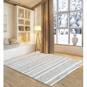 my home Wollteppich »Prenten«, rechteckig, 10 mm Höhe, Handweb Teppich, reine Wolle, gestreift, modernes Design, Wohnzimmer