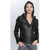 Mauritius Lederjacke »ELA«, mit Kapuze, coole 2-in-1-Bikerjacke mit abnehmbarer Jersey-Kapuze