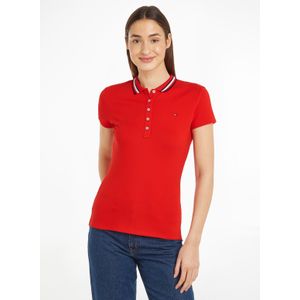 Tommy Hilfiger Poloshirt »SLIM GLOBAL STRIPE POLO SS«, (Global Serie TH WOMEN), Polokragen mit Kontraststreifen, kleine Knopleiste
