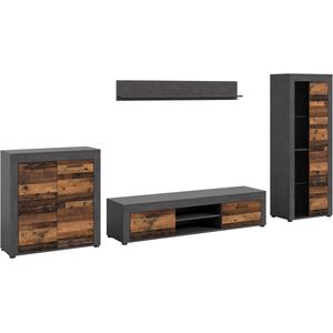 INOSIGN Wohnwand »Aosta, Breite 330cm, best. aus Highboard, Lowboard, Wandboard, Vitrine«, (4 St.), Wohnwand, Kombination, Anbauwand, Möbel Set, Schrankwand, Möbel Kombi