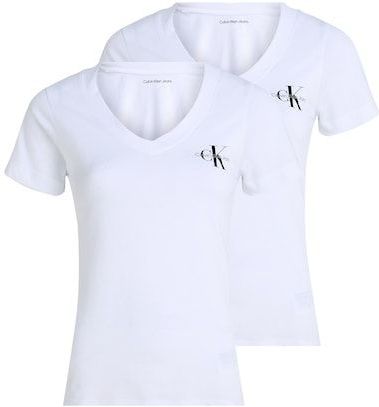 Calvin Klein Jeans T-Shirt »2-PACK MONOLOGO V-NECK TEE«, (Packung, 2er-Pack), mit Logomarkenlabel