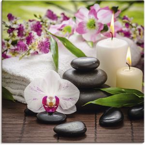 Artland Wandbild »Spa Orchideen Bambus Kerze«, Zen Bilder, (1 St.), als Alubild, Outdoorbild, Leinwandbild, Poster, Wandaufkleber