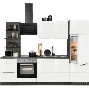 KOCHSTATION Küchenzeile »KS-Brindisi«, Breite 270 cm, wahlweise mit E-Geräten, mit MDF-Fronten und Regal