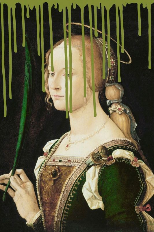 queence Acrylglasbild »Frau mit Farbklecks«, Kunst-Gemälde-Frau-Bilder von Frauen-Historische Persönlichkeiten-Formen, Fine Art-Print in Galeriequalität