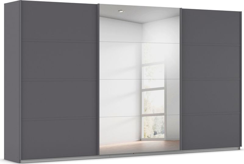 rauch Kleiderschrank »Schwebetürenschrank OTTO´s Choice Garderobe Schrank TOP ANGEBOT Avola«, (in 3 verschiedenen Ausstattungen BASIC/CLASSIC/PREMIUM inkl. Spiegel), mit eleganten Zierleisten in Chrom, Schwarz oder Weiß MADE IN GERMANY