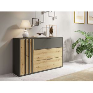 INOSIGN Kommode »Kommode Loreto mit 3 Schubladen und eine Tür, B/T/H 125/36/80 cm«, Kommode mit Schubladen und Drehtür sowie MDF-Lamellen