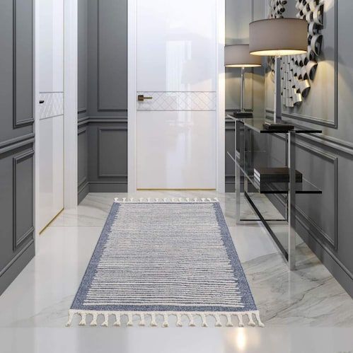Carpet City Teppich »Art 2231«, rechteckig, 7 mm Höhe, Läufer, Kurzflor, mit Kettfäden, Streifen-Muster