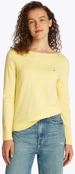 Tommy Hilfiger Strickpullover »CO JERSEY STITCH BOAT-NK SWEATER«, mit Tommy Hilfiger Logo-Flag am Ärmel