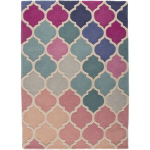 FLAIR RUGS Wollteppich »Rosella«, rechteckig, 10 mm Höhe, 100% Wolle, mehrfarbig, Ornamente, mit Hoch-Tief-Effekt