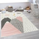 Paco Home Kinderteppich »Nino 886«, rechteckig, 13 mm Höhe, Kurzflor, Spielteppich, Motiv Berge & Sterne, Pastell-Farben