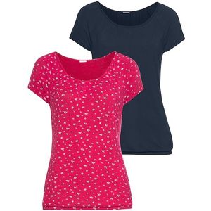 LASCANA Kurzarmshirt, (2er-Pack), mit leicht gerafftem Rundhalsausschnitt