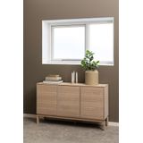 ACTONA GROUP Sideboard »Linley Anrichte, gerillte Front,«, Eiche furniert, 3 Türen, 3 Einlegeböden, Lamellenfront
