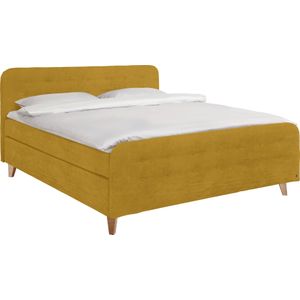 TOM TAILOR HOME Boxspringbett »NORDIC BOX«, mit Knopfheftung im Kopfteil und Fußteil, Füße in Buche natur