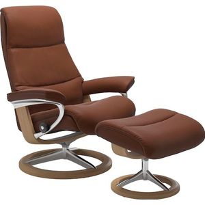 Stressless® Relaxsessel »View«, (Set, Relaxsessel mit Hocker), mit Signature Base, Größe M,Gestell Eiche