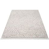 Carpet City Teppich »CLASICO 9161«, rechteckig, 11 mm Höhe, Läufer, Kurzflor, Hochtief-Muster, Boho, Fransen, Wohnzimmer