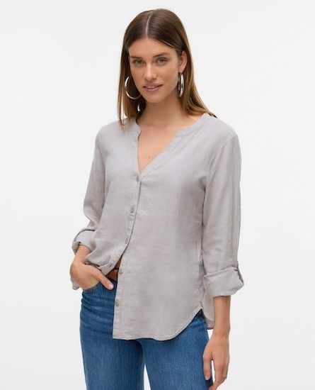Vero Moda Langarmbluse »VMLINN LS V-NECK SHIRT WVN NOOS«