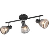 TRIO Leuchten Deckenstrahler »TARIFA, 3-flammiger Deckenspot mit Glasschirm, exkl 3xE14 max 10W«, 3 flammig, Leuchtmittel E14  Leuchtmittel wechselbar, Glasschirm in Riffeloptik leicht verspiegelt, verstellbare Spots