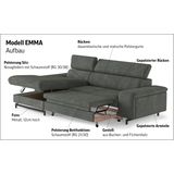 COTTA Ecksofa »Emma L-Form«, Verstellbare Kopfstützen, optional mit Schlaffunktion und Bettkasten