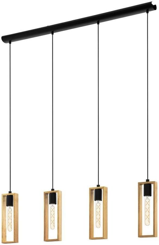 EGLO Hängeleuchte »LITTLETON«, 4 flammig, Leuchtmittel E27  ohne Leuchtmittel, Vintage Pendelleuchte, Schwarz, braun, Fassung E27, FSC zertifiziert
