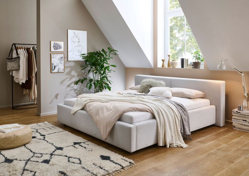meise.möbel Polsterbett »Cube wahlweise mit Matratze und Bettkasten«, extra flaches Kopfteil, erhältlich in den Breiten 140cm, 160cm & 180cm