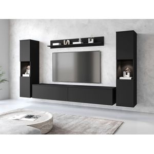 INOSIGN Wohnwand »PARIS, Vitrine Türanschlag links/rechts wechselbar«, (Komplett-Set, 4 St.), grifflose Design, stehend und hängend montierbar