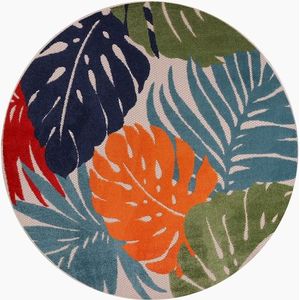 Sanat Teppich »Floral Outdoor«, rund, 6 mm Höhe, In- und Outdoor geeignet, florales Design, Balkon, Terasse