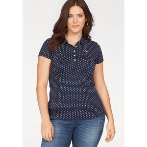 KangaROOS Poloshirt, figurbetonter Schnitt, bedrucktes Punkte-Motiv, Hemdblusenkragen